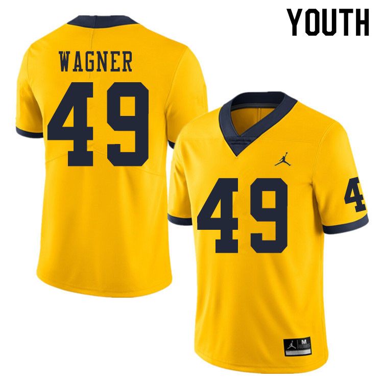 Youth #49 William Wagner Michigan Wolverines College Football Jerseys Sale-Yellow